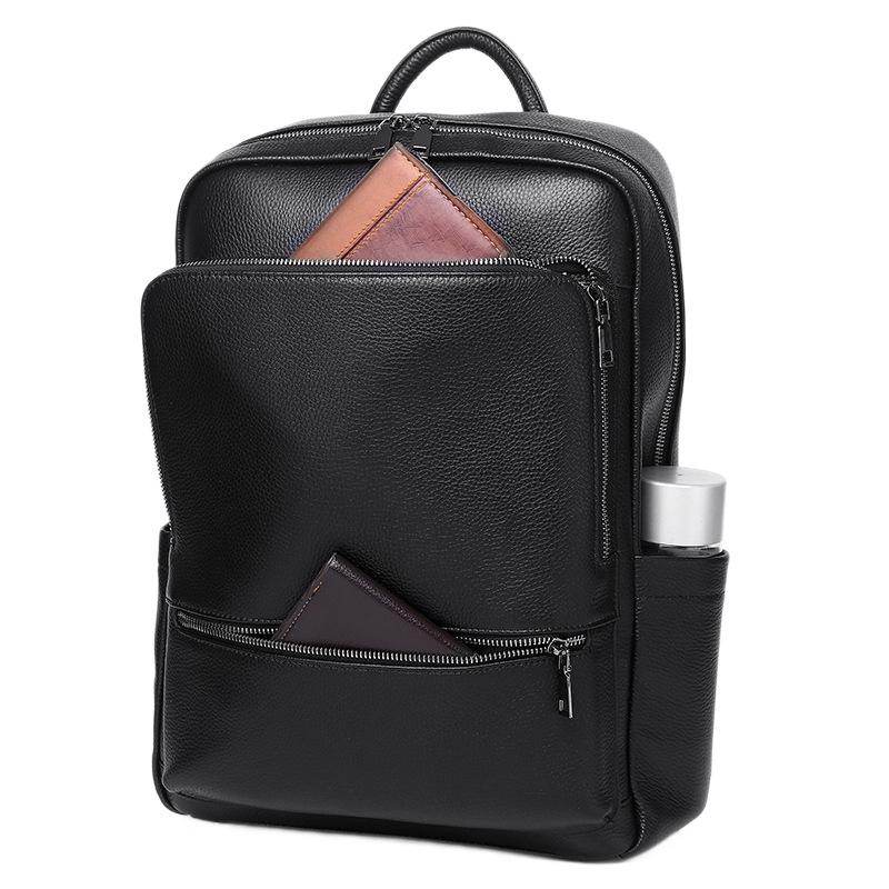 Large Capacity Men's Cowhide Leather Backpack - Casual and Business Travel Shoulder Bag In Fashionable Style