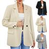 Women Fall Spring Suit Coat Formal Business Style Button Closure Cardigan Solid Color Plus Size Loose Lapel Long Sleeve Pockets OL Commute Jacket