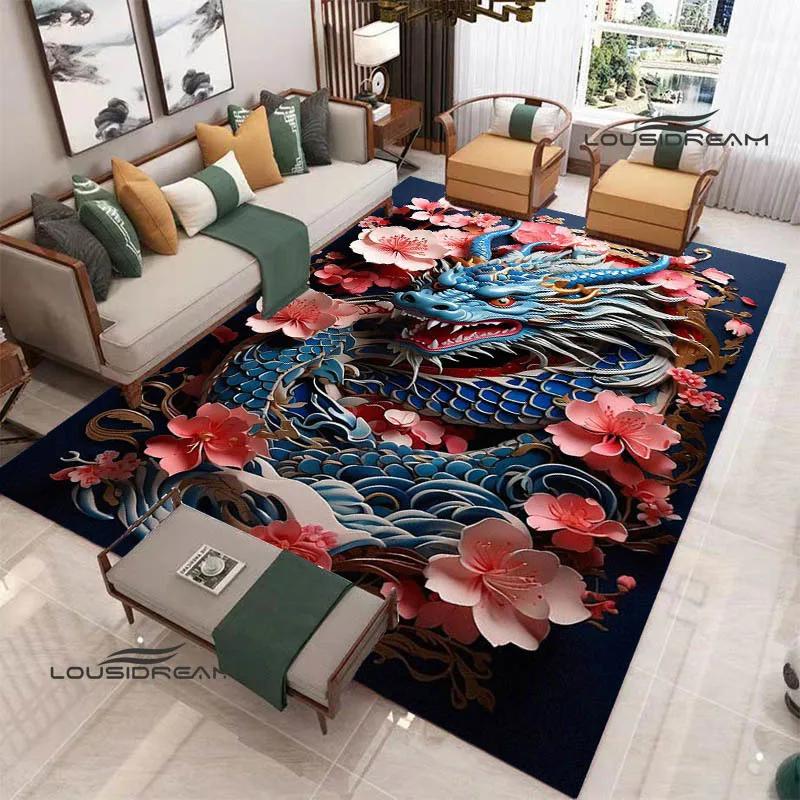 3D Retro dragon printed carpet kitchen mats Non -slip carpet outdoor carpets area rug bedroom decor birthday gift