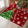 Christmas Snowflake Letter Star Tree Doormat, Machine Washable Flannel Rug with Back Glue for Indoor Outdoor Multi-Room Decor