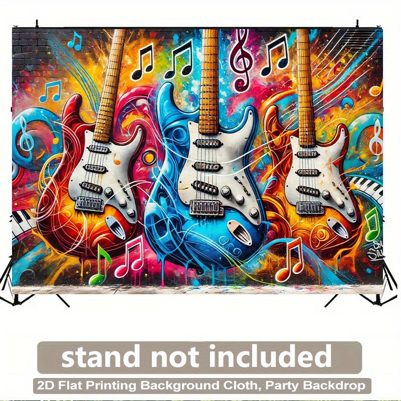 1 piece of 2D plane, 2D plane printed background banner, colorful guitar background fabric, and vibrant decorative fabric