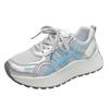 Fashion muffin dad shoes women's 2025 spring new heightening breathable casual white shoes silver mesh sneakers