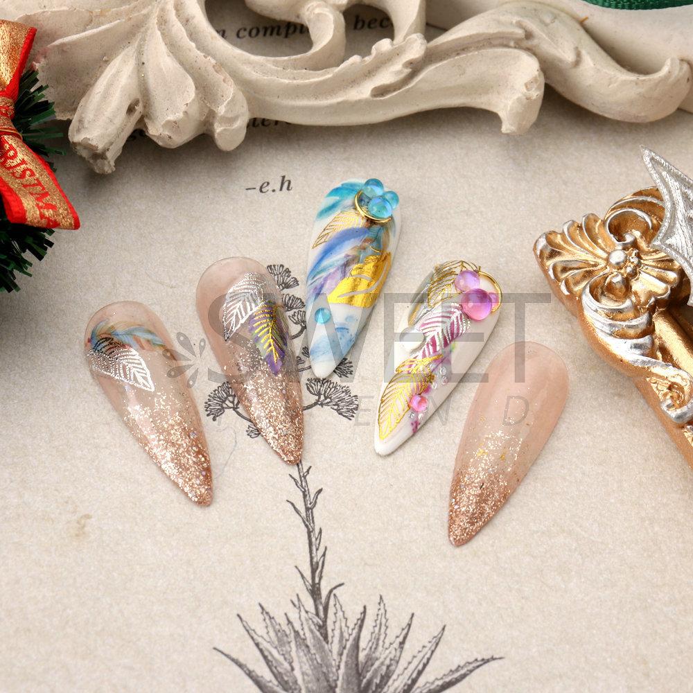 Stickers Autocollants Nail Art Plumes Multicolores - Accessoire Ongles Déco - Neuf France