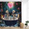 Fun Bathing Lovers Skeleton Shower Curtains Forest Rose Flowers Tree Heart Valentine's Day Bathroom Curtain Fabric Home Decor