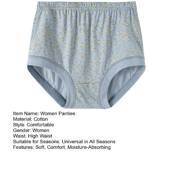 Seniors Women Cotton Underwear Soft Full Coverage Panties Plus Size Moisture-Absorbing Briefs for Medium Elderly Ladies