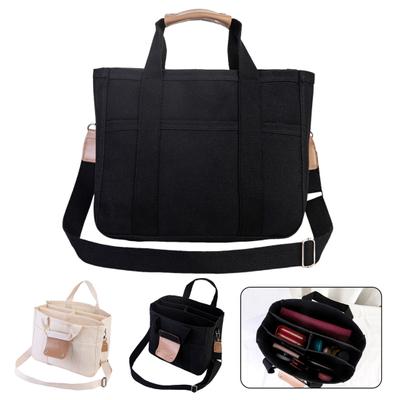 Canvas Tote Bag with Handle Large Capacity Multiple Compartment Wear Resistant Waterproof Storage Pouch with Pockets