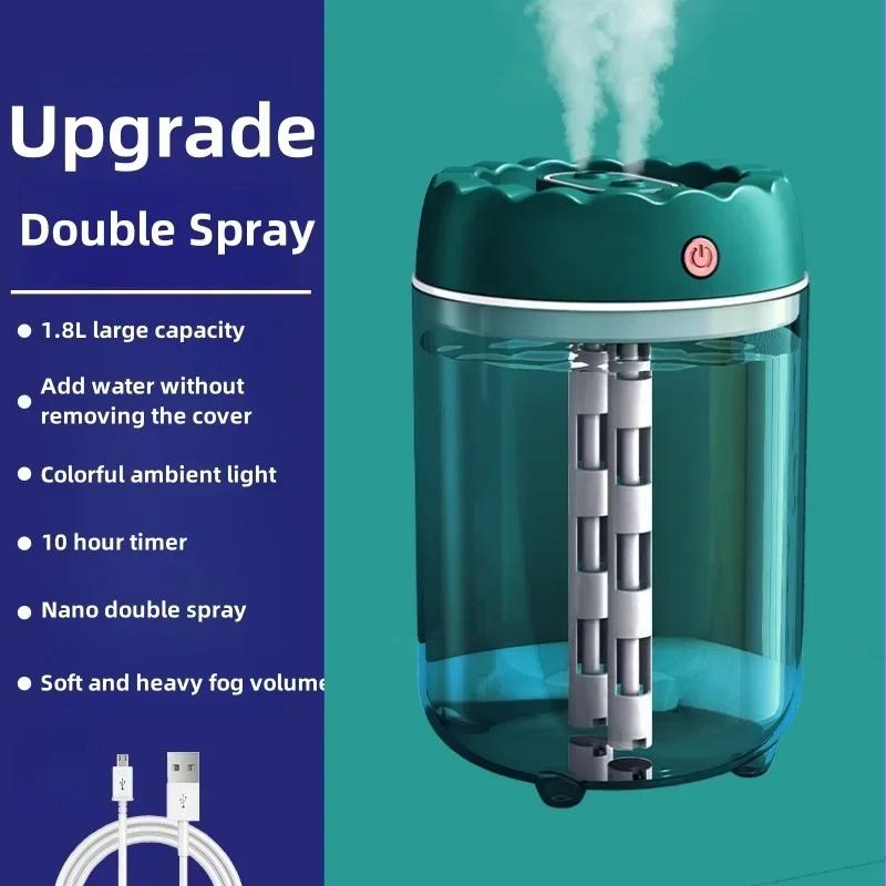 USB dual spray humidifier for home use bedroom mother and baby 1.8L large capacity high fog humidification machine