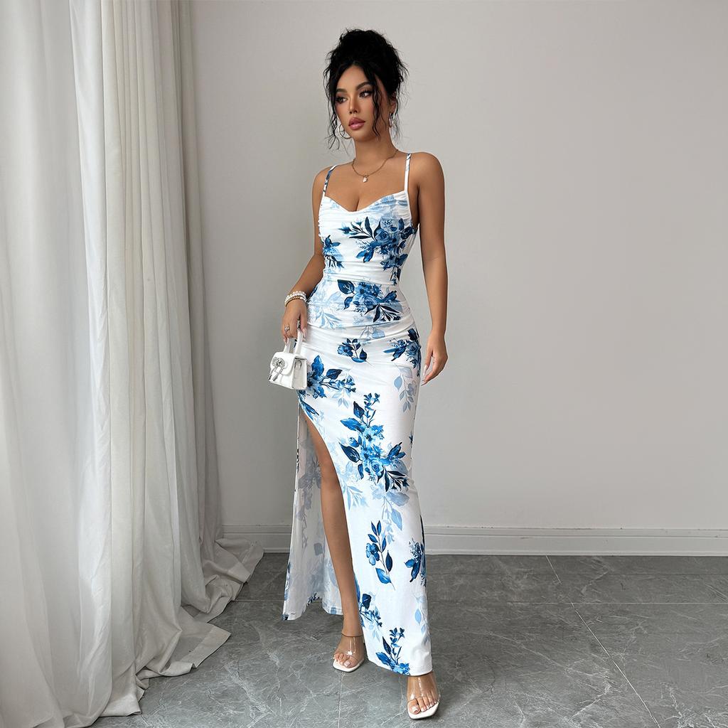European and American YK style suspender elegant hip-wrapped long skirt dress women's summer
