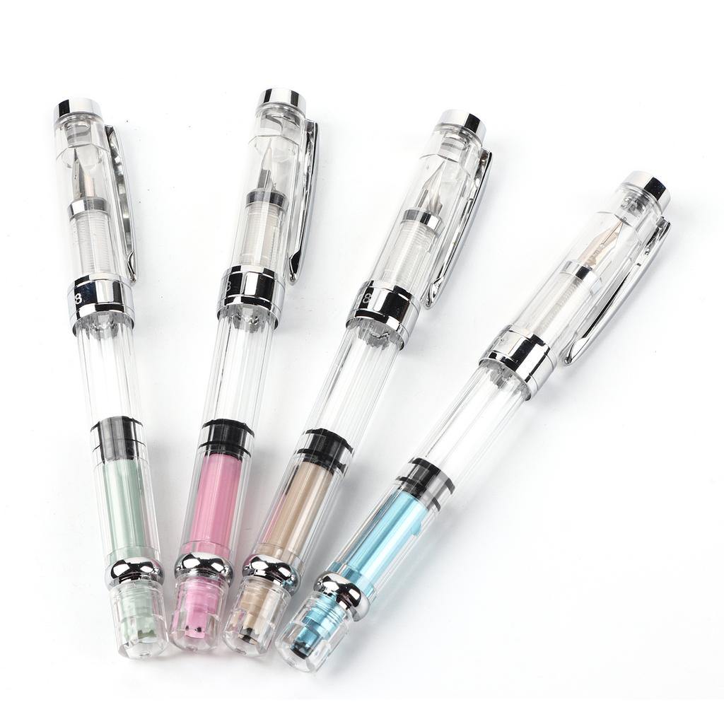 4Pcs 0.5mm F Point Transparent Fountain Pen Stationery Supplies for Office Home Daily Writing