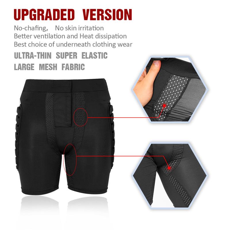 Unisex 3D Hip Protective Padded Shorts Anti-fall 0.6in Thick Skiing Hip Padded Shorts Breathable Drop Resistance Protective Gear