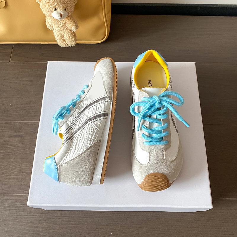 

Cowhide version~ Su Yinyin has the same crooked head cute retro color matching casual sports shoes German training shoes women s Forrest Gump shoes 35