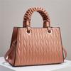 Ladies Stylish Pu Tote With Wrinkled Design And Multiple Interior Compartments For Daily Outings