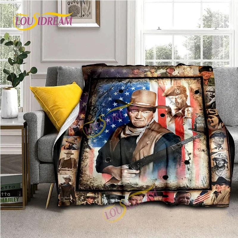 John Wayne Blanket Super Soft 3D Printed Famous Cowboy Actor John Wayne Flannel Blanket Home Bedroom Washable Warm Lazy Blanket
