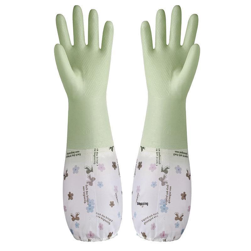 Thickened Long Cuff Waterproof Latex Kitchen Gloves for Dishwashing and Laundry