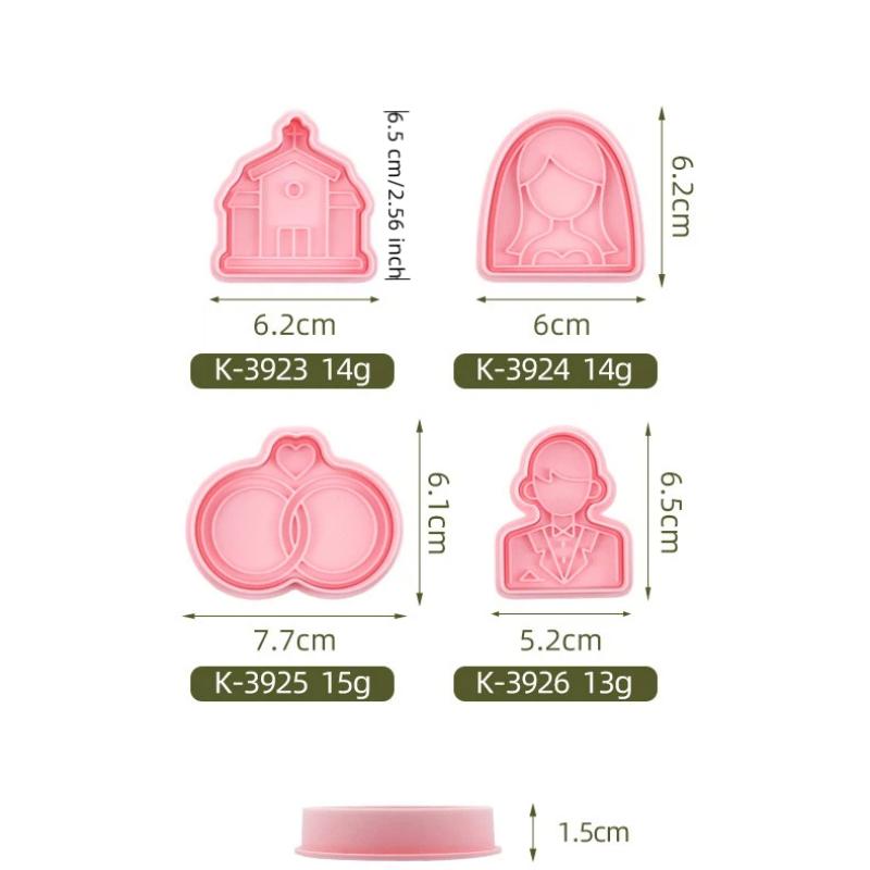 1/4Pcs 3D Valentine'S Day Wedding Cookie Cutters Biscuit Mold Cookie Mould Stamp Party Decor Baking Tools