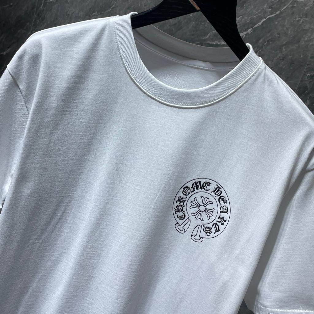 8702 CHROME HEARTS Summer New High Quality Cotton Round Neck Loose Large Size Men's and Women's T-shirt Couple T-shirt