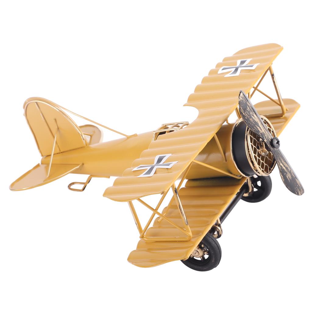 Retro Airplane Model Delicate Vintage Biplane Handicraft for Home Decoration Cafe Ornament