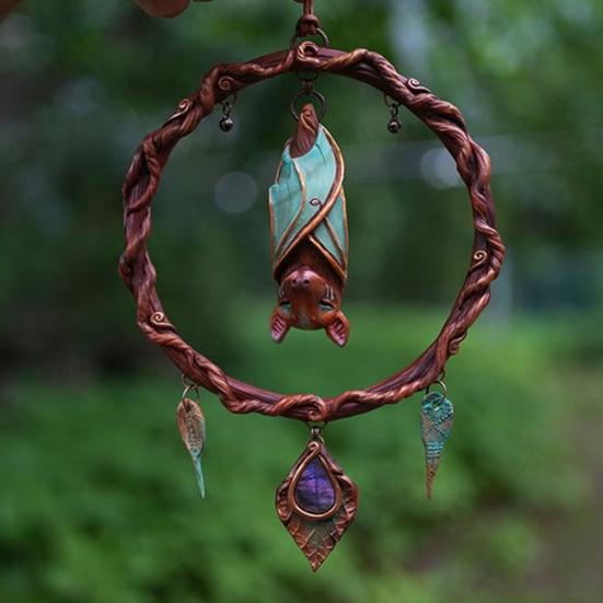 Handcrafted Moth Hanging Decoration Metal Elf Wall Hanging Sculpture Nature Inspired Artistic Pendant for Home Door Window Decor