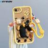 KEYSION Shockproof Case for iPhone SE 2020 2022 with Lanyard Soft Silicone Cute 3D Cartoon Doll Phone Cover for iPhone 8 7 6s Plus