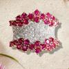 Huitan Aesthetic Design Women Two Tone Ring for Wedding Trendy Charming Accessories Anniversary Jewelry Gift with Red/White CZ