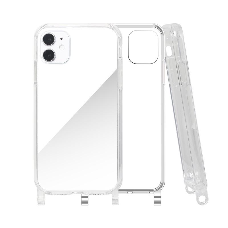 Gjennomsiktig iPhone 12 Pro Max-deksel med integrert snor for crossbody for iPhone 11, 13 Mini. Kompatibel med Apple 14.