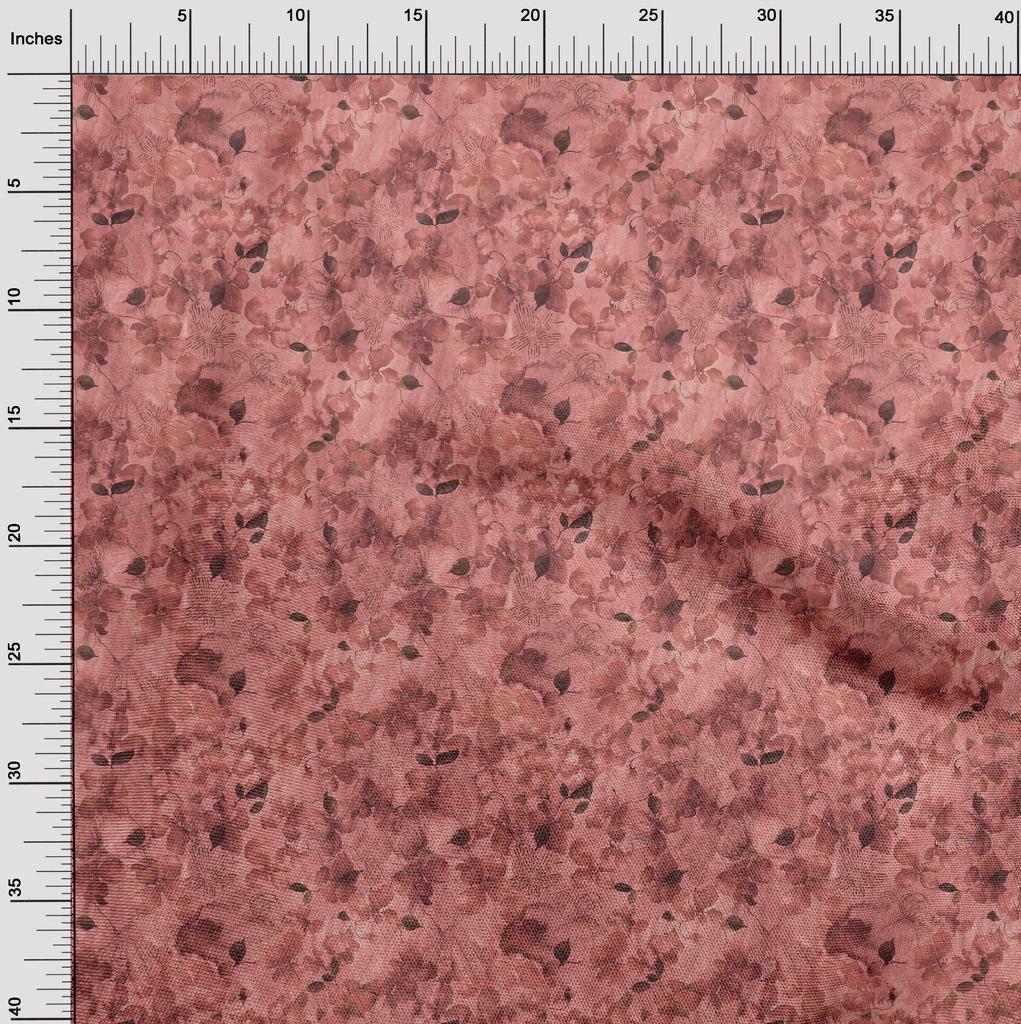 oneOone Cotton Poplin Dark Peach Fabric Abstract Floral Sewing Material Print Fabric By The Yard 42 Inch