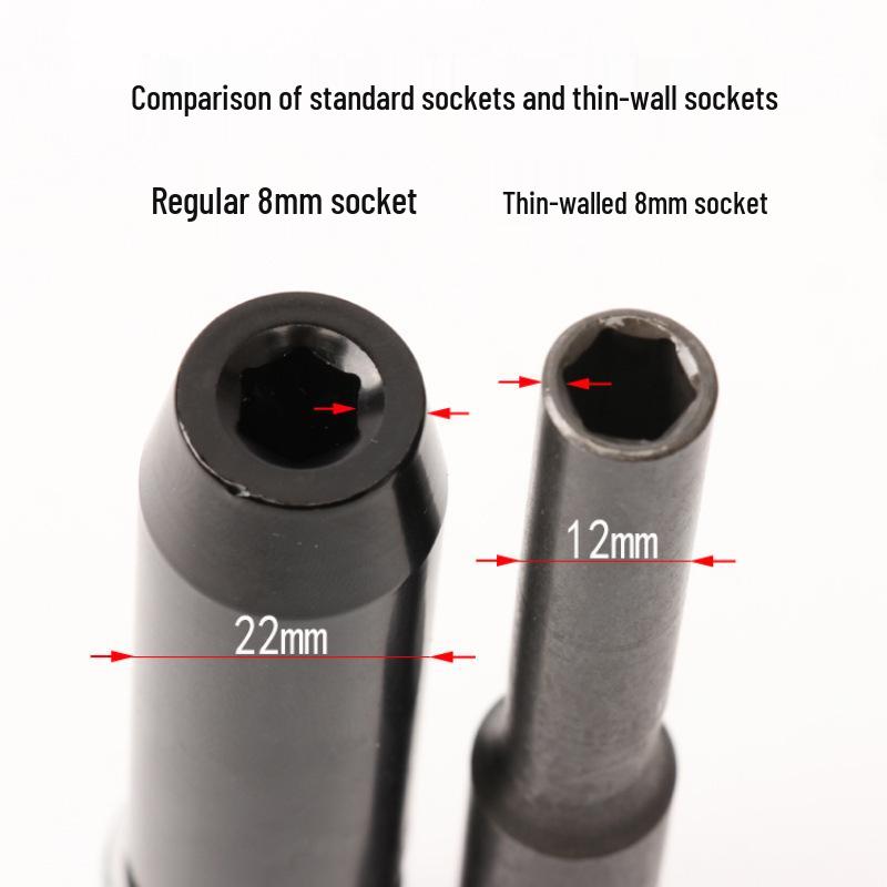 Electric Wrench 1/2 Square Thin-Walled Extended Socket 6mm