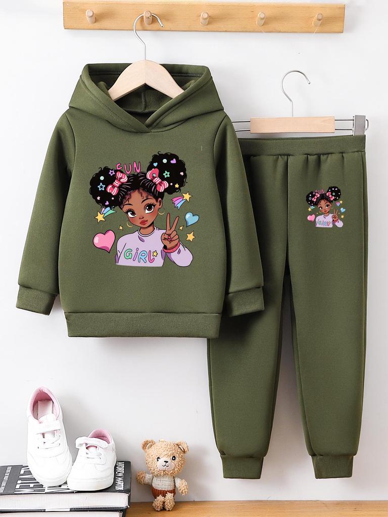 Jesienno-zimowy dziewczęcy zestaw bluz z długim rękawem z kreskówkowym nadrukiem