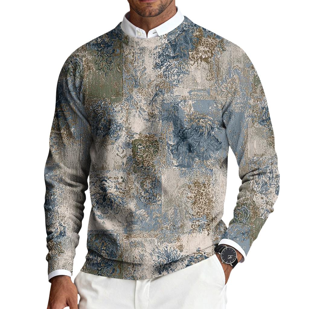 Herren Rundhals Langarm Rippstrick Pullover