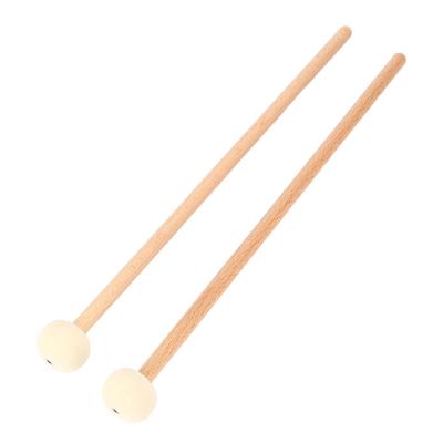 1 Pair Drum Mallet Non Slip Beech Wood Handle Wool Felt Bass Drum Mallet for Practice