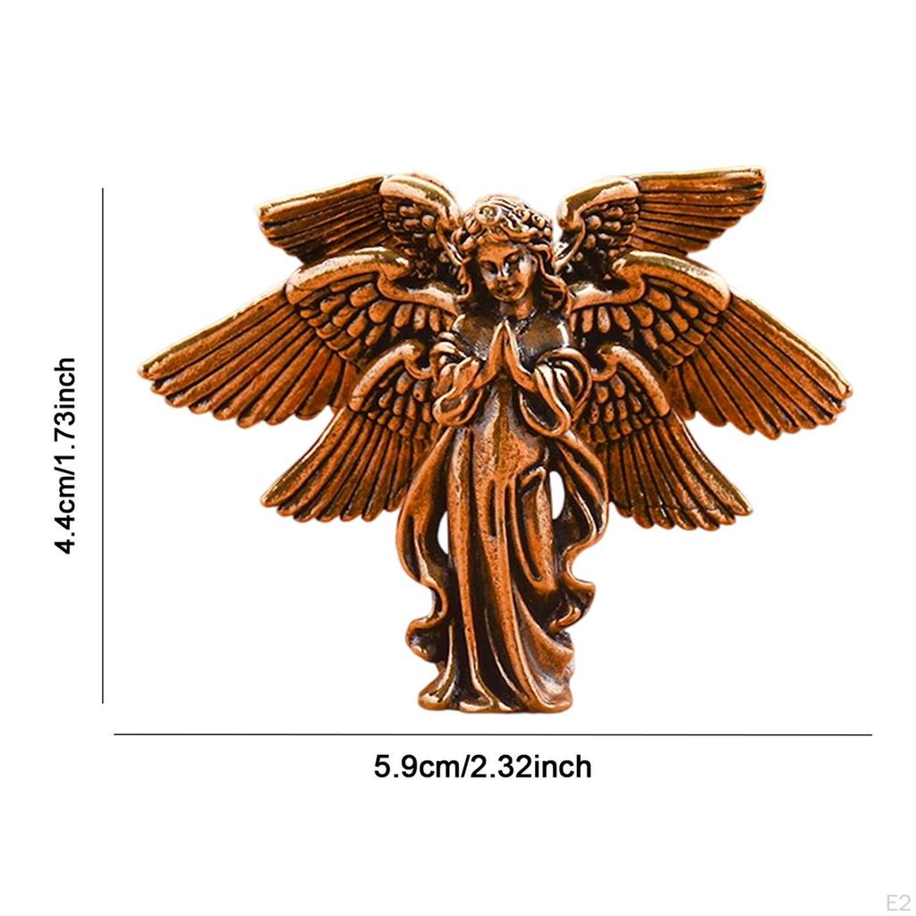 Adorno de Ángel de Seis Alas de Latón Escultura Manualidades de Mesa Creativo Tallado a Mano para
