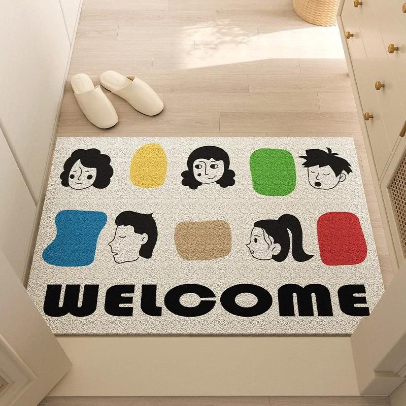 New High Quality Cartoon Entry Floor Mat Pvc Silk Circle Floor Mat Outdoor Welcome Mat Non-slip Home Decoration Carpet