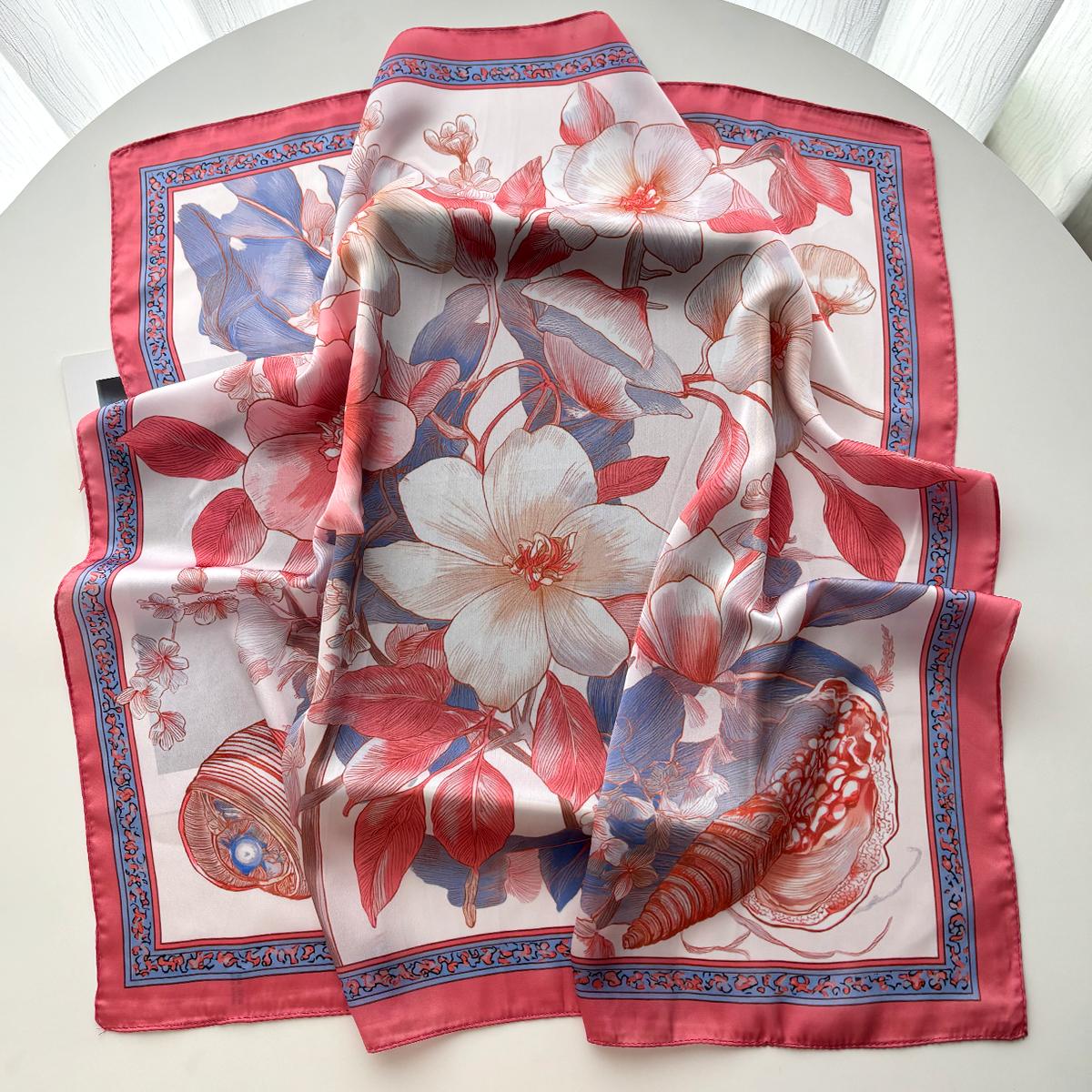 

Luxury Square Scarf For Women Elegant Ladies Print Hijab Neckerchief Shawl 70*70cm Soft Stain Imitation Silk Scarves