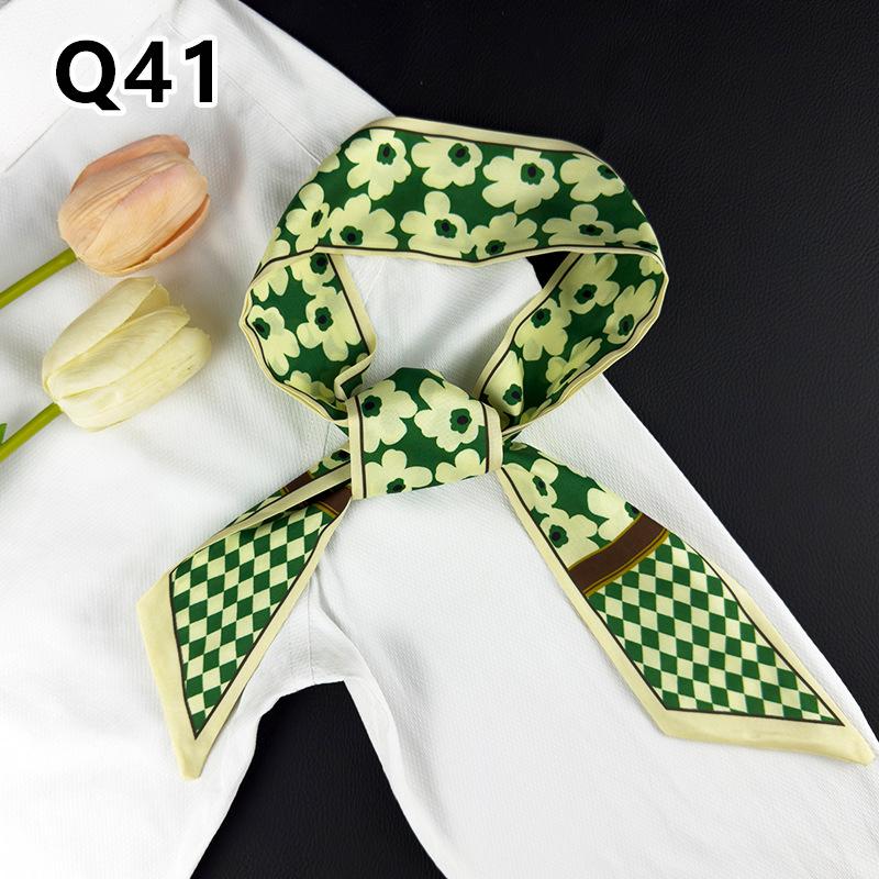 New Long Versatile Silk Scarf Tied Hair Band Bow Letter Floral Streamer Tied Bag Gift Small Silk Scarf
