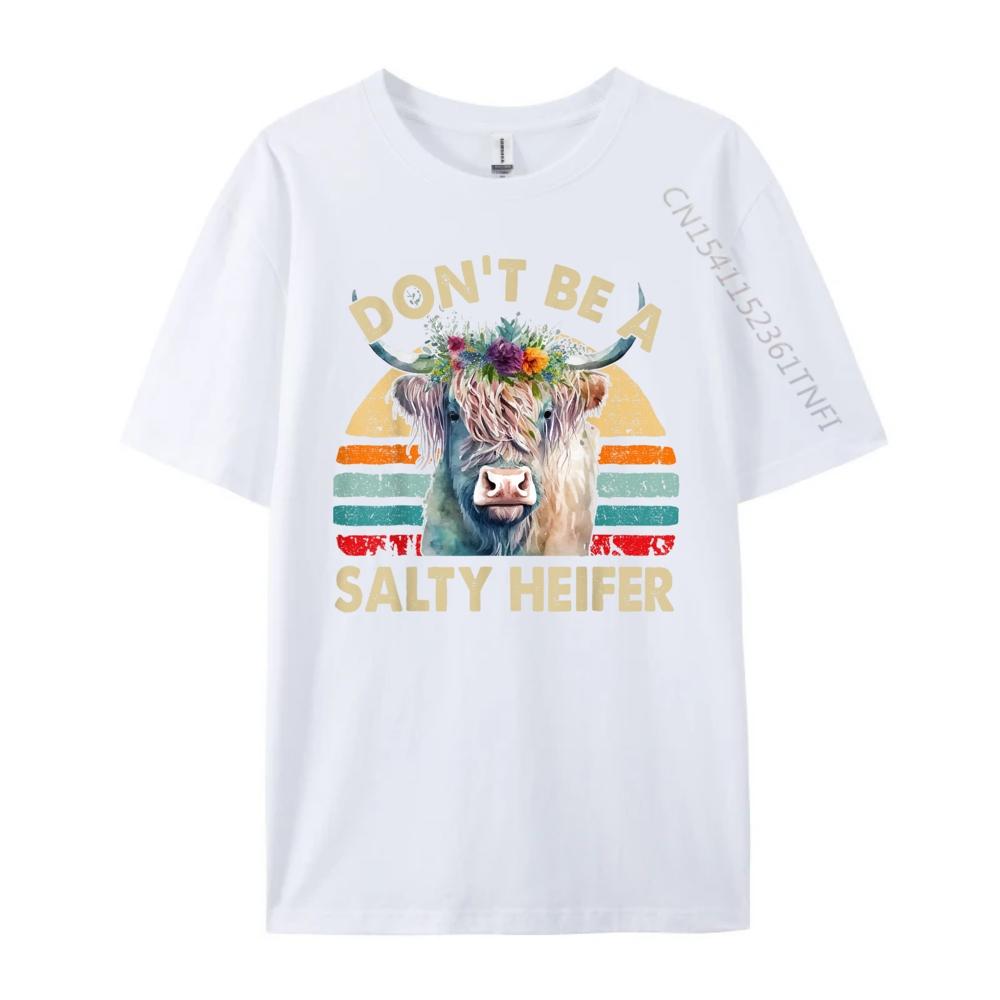 Highland Cow Shirt Women Dont Be Salty Heifer Funny Farm Mom Red And Black Graphic T Shirt Camiseta Easter Day