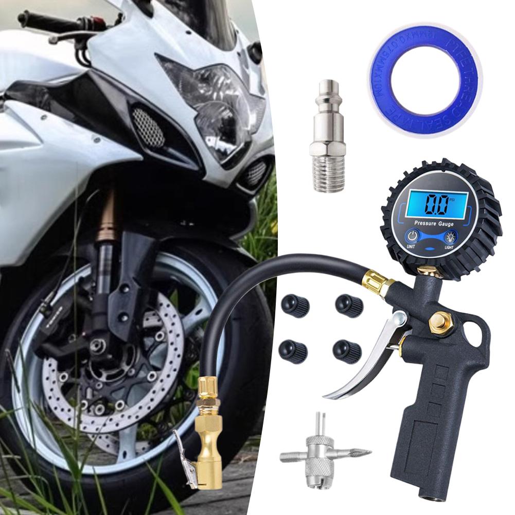 Car Tire Inflator Gun Multifunctional Tire Air Pressure Bicycle Tester Auto Inflator Monitoring Tools Motorcycle Gauge Pump I6K2