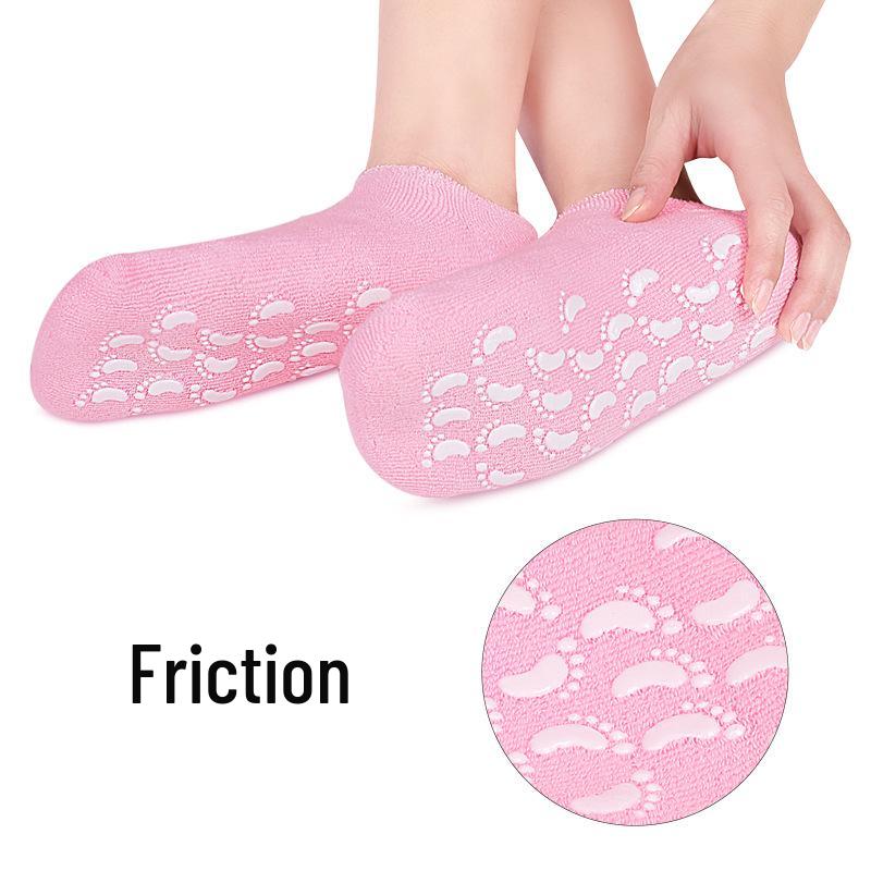 Silicone Gel Cotton Yarn Foot Whitening Socks with Adhesive Grip Strips