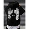 Autumn Hoodie for Man Angel's Wings Printing Male Hoody Match Loose Sweatshirt Fashion Fleece Basic Daily Comfortable Hoodie