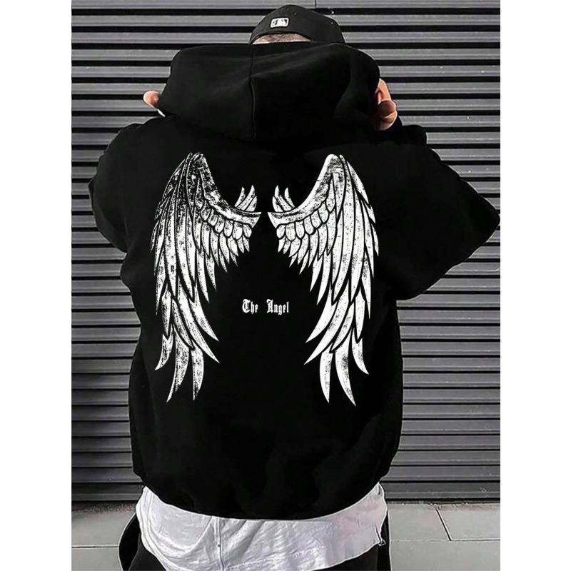 Autumn Hoodie for Man Angel's Wings Printing Male Hoody Match Loose Sweatshirt Fashion Fleece Basic Daily Comfortable Hoodie