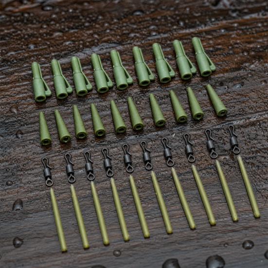 40-teiliges Karpfenfischen Zubehör Set, Anti-Tangle Sleeves, Quick Change Wirbel, Sicherheitsclips, Heck Gummi Schläuche, Angel Rig Tackle