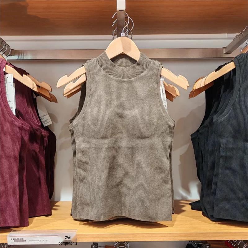 

2025 Women s Knit Padded Tank Top - Autumn/Winter Sleeveless Pullover Knitwear Large верблюд