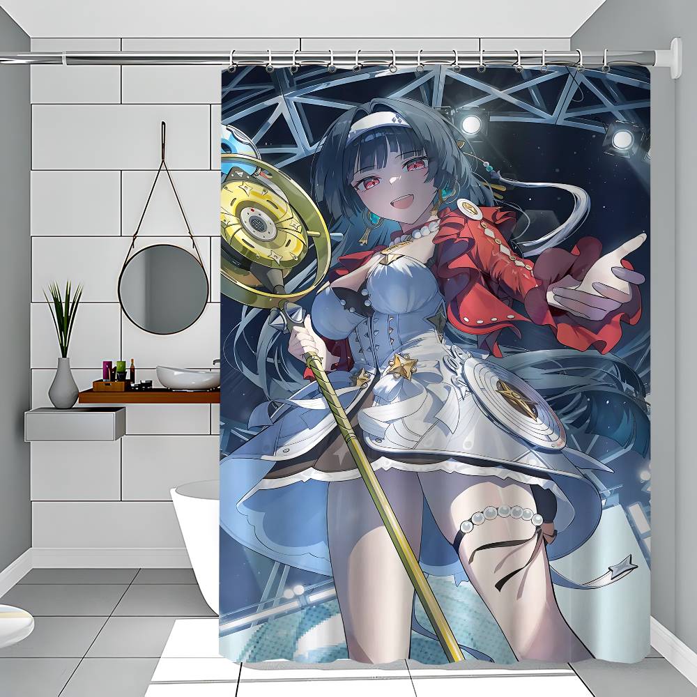 Astra Yao Zzz Animation Pattern Bathing Curtain Bathroom Shower Curtain Waterproof With 12 Hooks Home Deco