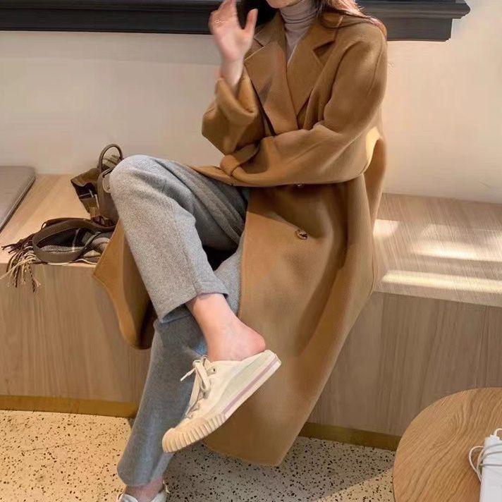 

Утолщенное шерстяное пальто средней длины Женское осенне-зимнее 2XL