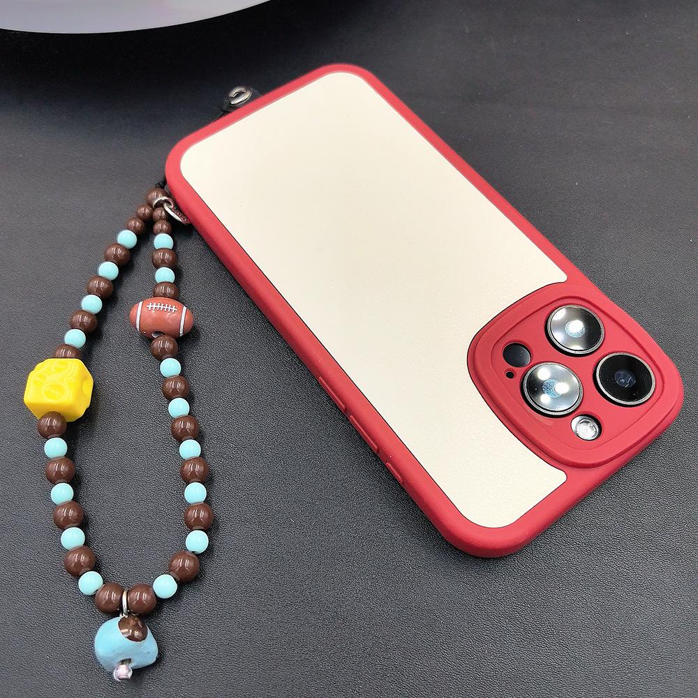 Colorful Puppy Head Camera Beaded Lanyard Pendant for Mobile Phones. Handmade and Cute for DIY Enthusiasts. Great for Female Users.