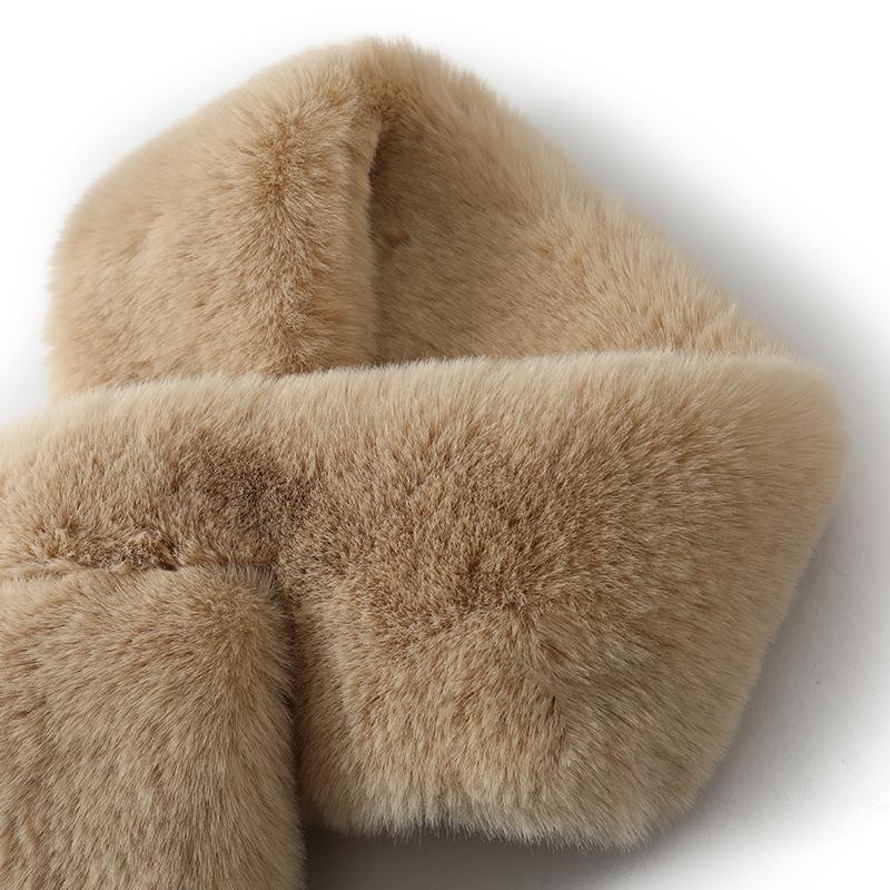 Damen Kleiner Perforierter Kaninchenfellschal Weich Flauschig Warm Nackenwärmer Modeaccessoire für Kaltes Wetter Tierhaarschals