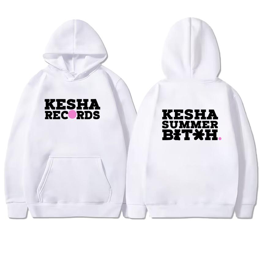 Felpa con cappuccio alla moda con grafica Kesha Records stampata su entrambi i lati Uomo Donna Manica lunga Pullover Autunno Inverno Pile Unisex Felpe
