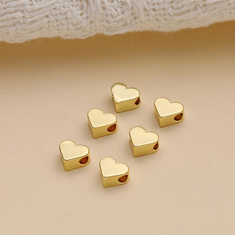 Copper-Plated 18K DIY Heart Spacer Beads for Jewelry Making: Smooth Pearl Beads for Bracelet & Necklace.