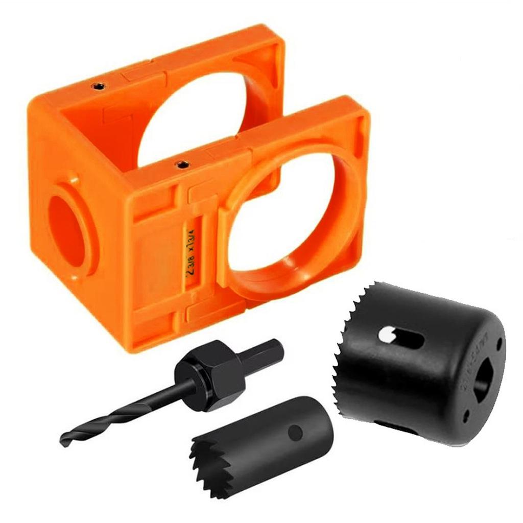 Adjustable Door Lock Installation Kit Plastic Guide Template With Carbon Steel Door Lock Hole Saw For 35-43mm Door Thick