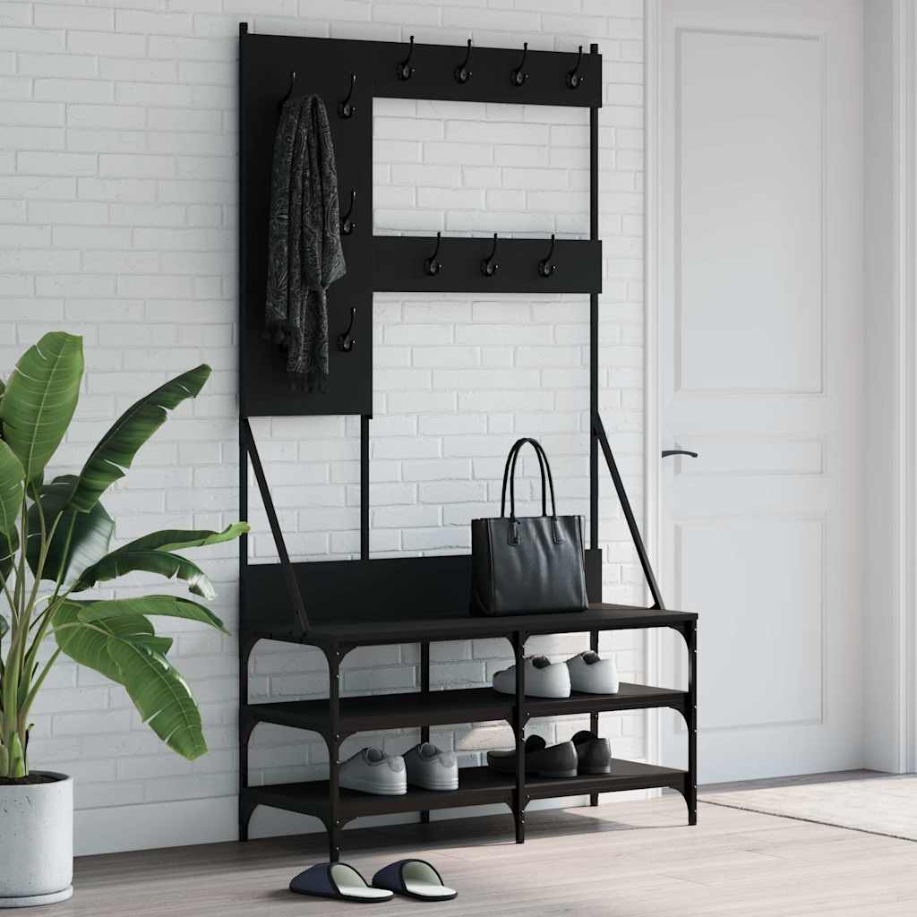 Clothing Rack with Shoe Shelf Black 100 X 40 X 184 Cm