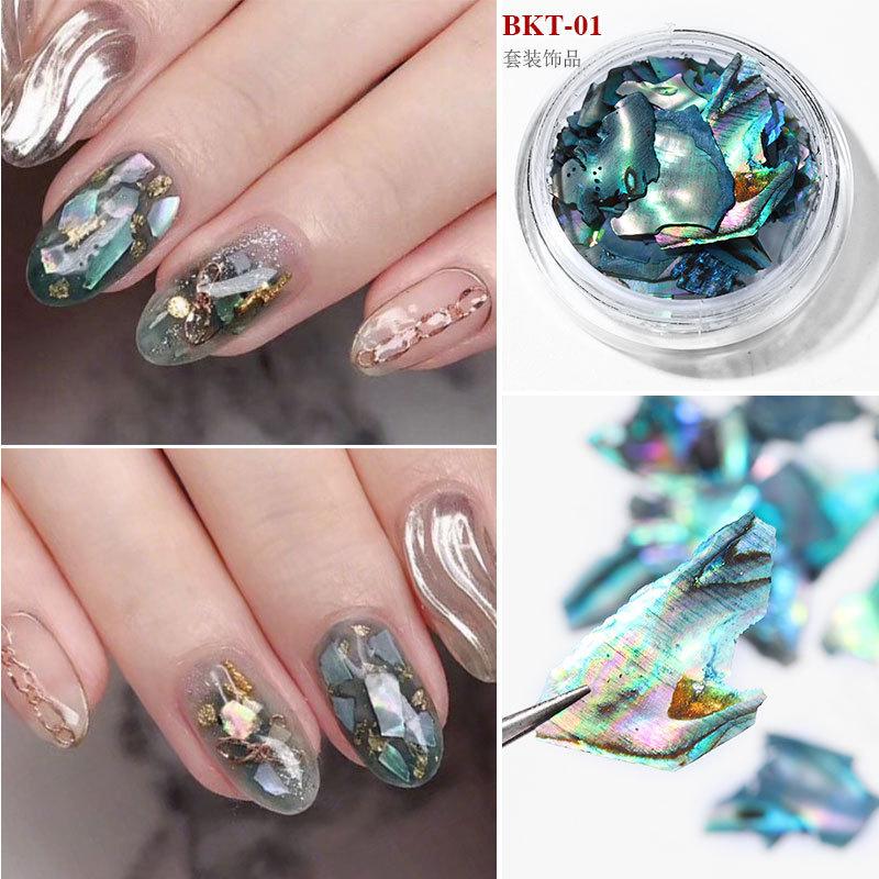Japanese Nail Accessories Natural Shell Paper Thin Shell Fragments Shell Powder Irregular Abalone Slices AB Illusion Color Set